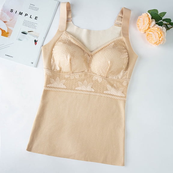 Gamivast Shapewear Camisole Tank Top for Women Built In Bra Lace Bust Wide Strap Seamless Compression Slimming Cami for Layering Everyday Outfit Wear Body Shaper