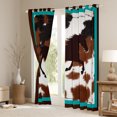 thumbnail image 3 of Homewish Rustic Western Cowboy Black Out Curtains,Farmhouse Horse Cowhide Curtains Pack of 2 (42x63 Each),Brown Cyan Bedroom Curtains For Boys Kids,Breathable Home Decor, 3 of 6