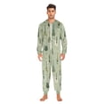 thumbnail image 3 of FORMRS Onesies Pajama for Adults Unisex Hoodie Winter Jumpsuit One Piece Sleepwear, Sizes S-2XL, Green Floral Guitar Pattern, 3 of 7