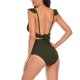 thumbnail image 4 of Bikini de Corte Alto de Mujer Bikinis sin Espalda Ajustables de Color Sólido, Traje de Baño Sexy Frenum Flounce con Almohadilla de Pecho, 4 of 7