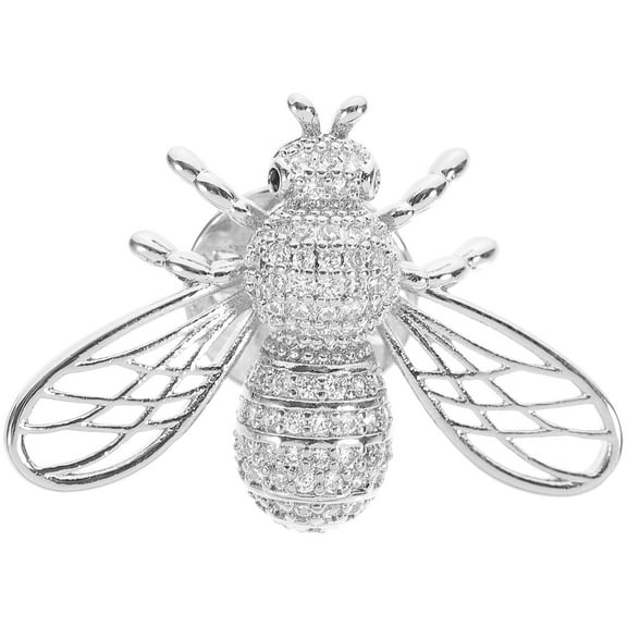 HAMPPLIES 1Pcs Bee Brooch Pin Silver Copper Rhinestone Clothing Lapel Pin For Women