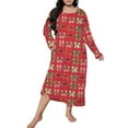 thumbnail image 2 of siminseming Chemises de Nuit de Noël pour Femmes & Chemises de Nuit Grande Taille Robe de Nuit Décontractée Imprimé Nœud Papillon Manches Longues Col Rond Extensible Vêtements & Accessoires, 2 of 5