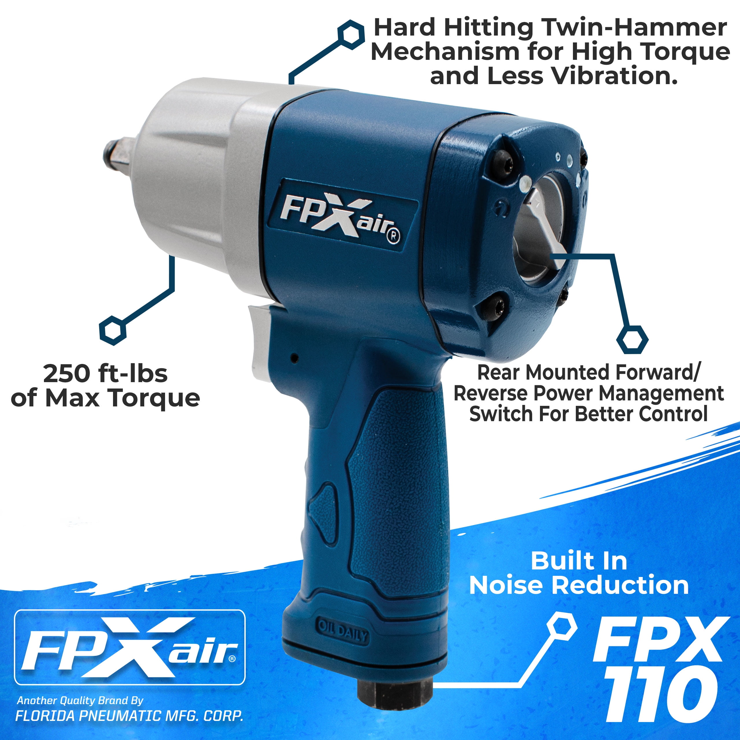 FPX-AIR 3/8" Composite Impact Wrench: FPX-110, Automotive Power Tools for Mechanics, Garage Tools