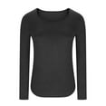 thumbnail image 6 of Qulqfy Gray Long Sleeve Shirts for Women Tight Going Out Blouses Plain Stretchy Crew Neck Shirts for Women, 6 of 6
