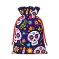 thumbnail image 2 of ZICANCN Christmas Gift Bags, Traditional Purple Mexican Skull Reusable Fabric Drawstring Storage Bags with Drawstring, Small Size, 2 of 7
