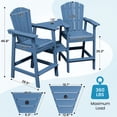 thumbnail image 6 of LOYALICE Tall Plastic Adirondack Chair Set of 2 W/ Outdoor Barstools and Connecting Tray, Navy Blue, 6 of 11