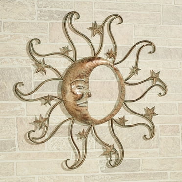 Sun and Moon Wall Art Tarnished Gold 30”Dia.x1”D