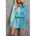 thumbnail image 3 of Color Block Button Down Shirt, Blue, Large, 3 of 5