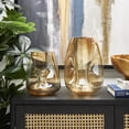 thumbnail image 2 of DecMode 11", 8"H Abstract Concaved Iridescent Gold Glass Vase, Set of 2, 2 of 12