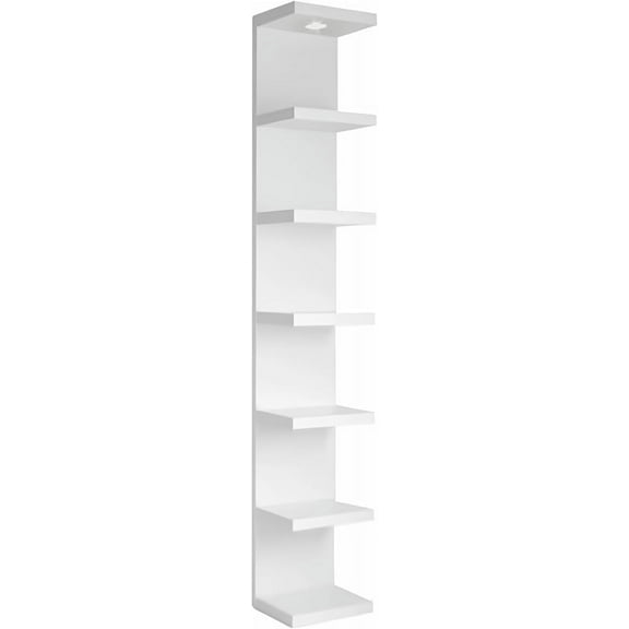 Versatile 7 Tier Wall Shelf Unit,White Lack Wall Shelf,Display Floating Shelf with LED Remote Control Light