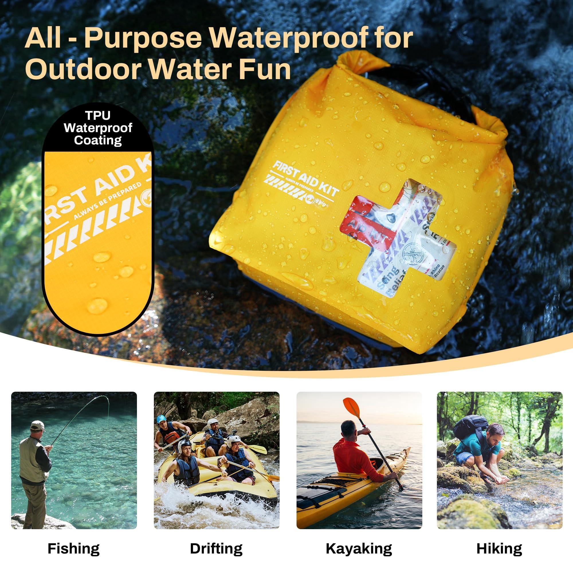 Waterproof Boat First Aid Kit  Lightweight Accessories Dry Bag Emergency Marine Supplies For Outdoor Kayak Fishing Floating Swimming Beach & Camping (yellow)