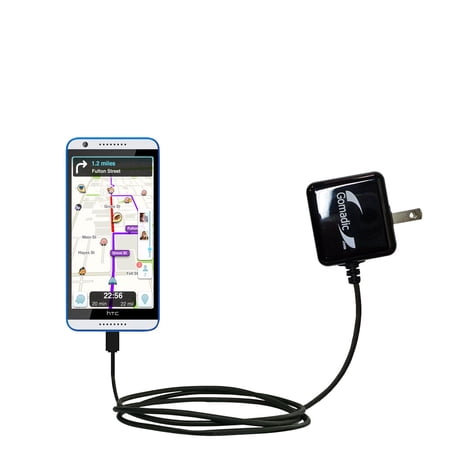 Gomadic Intelligent Compact AC Home Wall Charger suitable for the HTC Desire 820 - High output power with a convenient, foldable plug design - Uses Ti