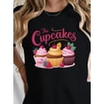 thumbnail image 1 of Cupcake Print Crew Neck T-shirt, Spring and Summer Casual Short-sleeved Top, Women's Clothing, 1 of 8