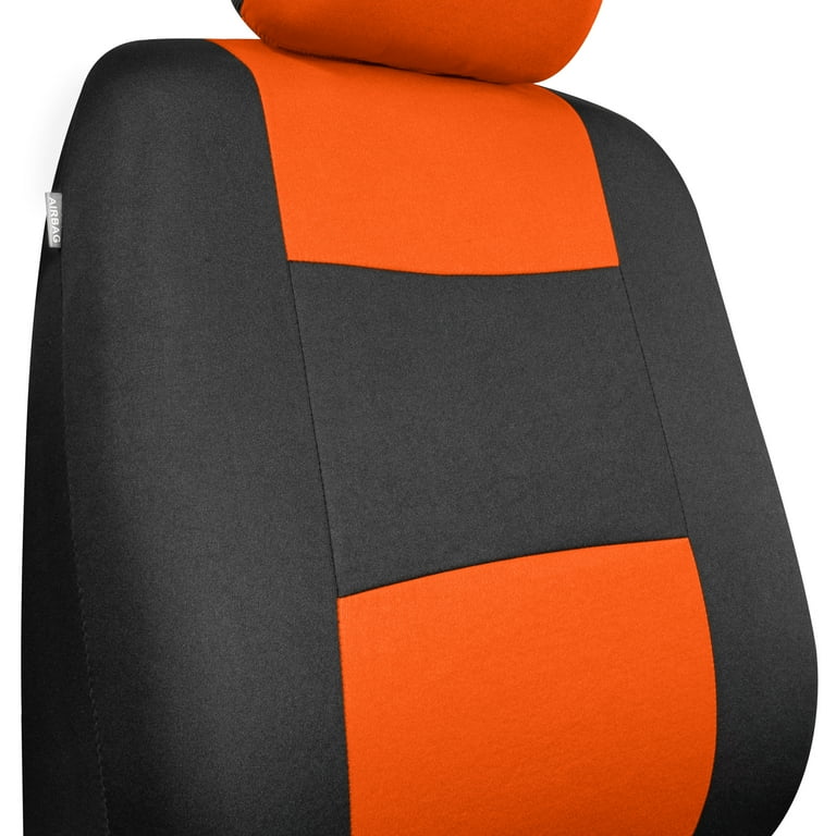 BDK PolyPro Car Seat Covers Full Set, Orange Two-Tone Front and Rear Split  Bench Seat Covers for Car 