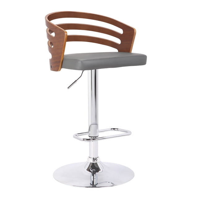 Taburete de bar Armen Living Adele ajustable, giratorio, gris nogal