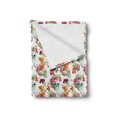 thumbnail image 2 of Skull Soft Flannel Fleece Blanket, Lilies Tropical Flower Blooms Leaves on Skull with Watercolor Painting Effect, Cozy Plush for Indoor and Outdoor Use, 70" x 90", Pink Orange Green, by Ambesonne, 2 of 5