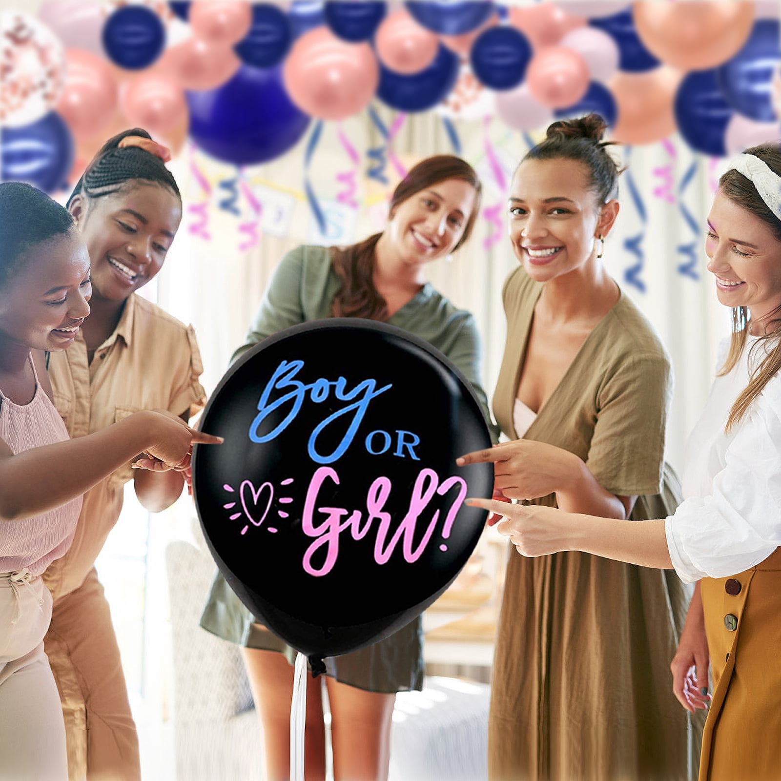 Gender Reveal Balloon Garland Arch Kit - Pink and Navy Blue Gender Reveal Balloon Arch Garland Kit for Baby Girls Party Supplies(Pink and Navy Blue)