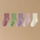 thumbnail image 5 of 5 pares de calcetines para niños de algodón suave, cómodos, elásticos, color puro, media pantorrilla, calcetines de tobillo alto para niños y niñas XL, 5 of 5