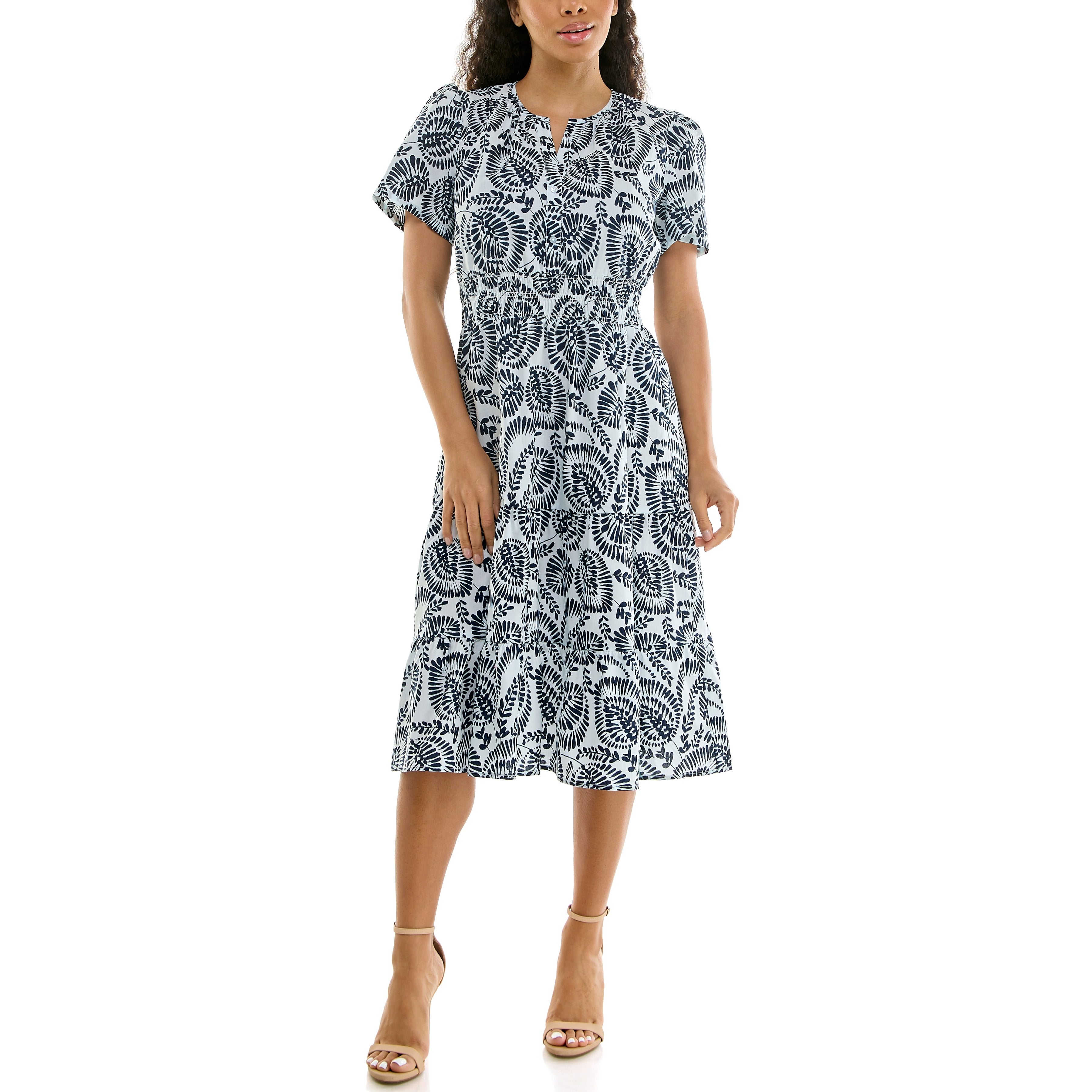 knee length dresses for ladies Bianca Powder Pink Tiered Midi Dress S