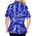 thumbnail image 2 of HAPPY BAY Women's Casual Hawaii Shirt Button Down Blouses Short Sleeve Beach Tops Vacation Beach Summer Cute Shirts For Ladies S Sapphire, Leaves, 2 of 4