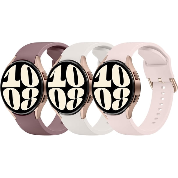 3 Pack Correas para Samsung Galaxy Watch 6 / 5 / 4 Band 40mm 44mm, Galaxy Watch 5 Pro 45mm, Galaxy Watch 6 , Galaxy Watch 4 20mm Sport Band Correa de repuesto de silicona ajustable para