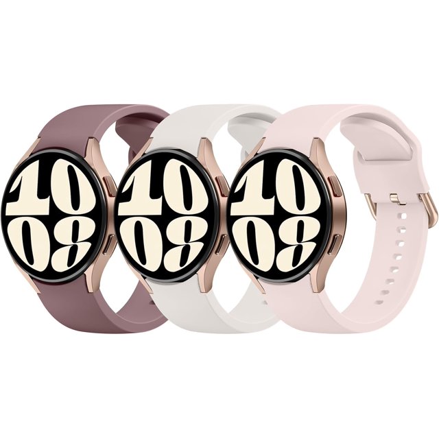 3 Pack Correas para Samsung Galaxy Watch 6 / 5 / 4 Band 40mm 44mm, Galaxy Watch 5 Pro 45mm, Galaxy Watch 6 , Galaxy Watch 4 20mm Sport Band Correa de repuesto de silicona ajustable para