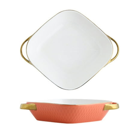 

Double Handle Ceramic Baking Pan Nice Quality Material And Durability Kitchen Necessities Orange Diamond
