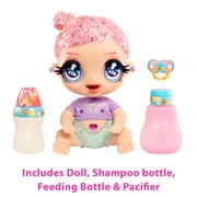 MGA'S Glitter Babyz Marina Finley Baby Doll with 3 Magical Color Changes, Pink Glitter Hair, Mermaid Squad Outfit, Diaper, Bottle, Pacifier Accessories- Gift for Kids, Toy for Girls Boys Ages 3 4 5+