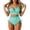 Green, variant on Swanpen Women's Striped Ruffled High Waisted Bikini Set, V-Neck Adjustable Strap 2 Piece Swimsuit