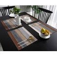 thumbnail image 3 of Placemats Set of 6, Retro Rustic Barn Wood Texture Polyester Stain Resistant Table Mats Washable Placemat Decoration for Kitchen Dining Table Ombre Ground Color Brown Grey, 3 of 6