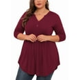 thumbnail image 7 of PINKSIR Women's Plus Size Henley Shirts Peplum V Neck Button Tunic Tops Casual Long Sleeve Blouse 1XL-4X, 7 of 7