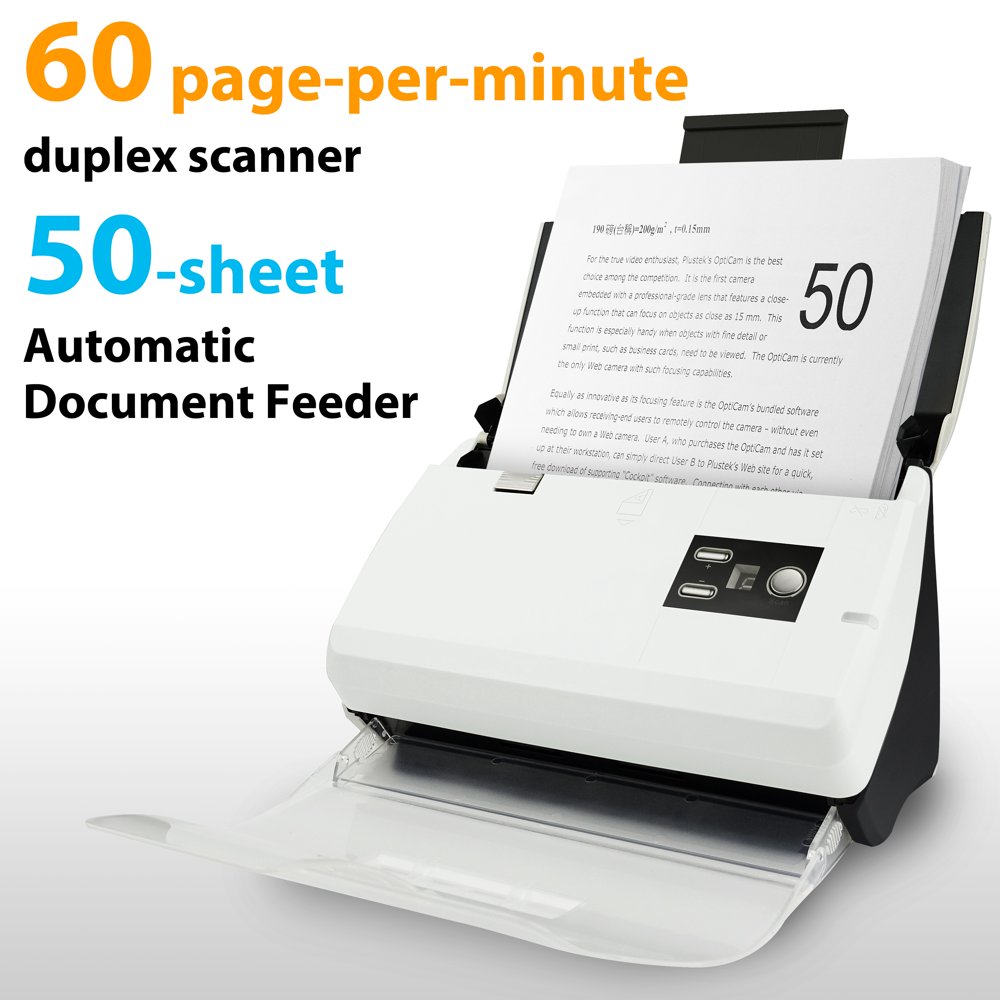 Plustek PS30D Duplex Document Scanner with 50 Sheet Auto Document