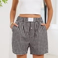 thumbnail image 5 of CIENVNSTG Womens Y2k Pajama Shorts Cute Plaid Lounge Sleep Bottoms Elastic Boxers Streetwear Black L, 5 of 5