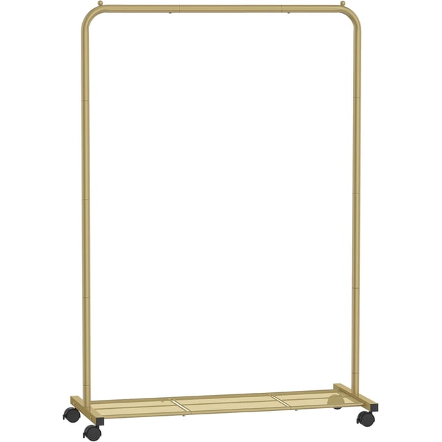 Clothes Rack with Wheels . Garment Rack Clothing Rack for Hanging Clothes with Dense Mesh Storage Shelf lb Load Capacity Brakes Steel Frame UHSRBK