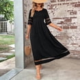 thumbnail image 5 of Women's Plus Size Maxi Dress 3/4 Sleeve Round Neck Mesh Loose Pockets, 5 of 7