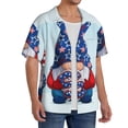 thumbnail image 2 of Balery Cute Gnomes in USA1 Camisa Casual de Manga Corta con Botones para Hombre, Texturizada, Estilo Cubano, para Playa, Verano-Small, 2 of 5