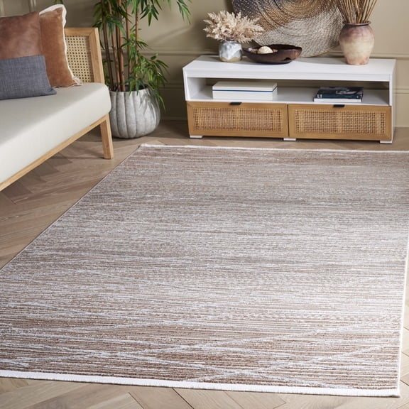 Safavieh Mila Anselmo Geometric Striped Polyester Area Rug, Beige/Gray, 5'3" x 7'6"