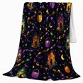thumbnail image 2 of Colorful autumn celebration Doorways Along Winding confection illustrations Trails, Soft Flannel Blanket, Whimsical Storybook Repeat Home Decor for Bedroom and Living Room, Housewarming Gift, 2 of 7