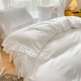 thumbnail image 5 of MOOWOO Chic Ruffle Lace Polyester Duvet Cover Set -Girl White Bedding-3 Piece Full Duvet Cover with Zipper Closure -Ultra Soft and Light Weight, 5 of 9