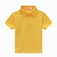 thumbnail image 4 of NIEWTR School Uniform Polo Shirts for Boys Button Closure Short Sleeve Tops Classic Fit Casual Shirts（Yellow,11-12 Years), 4 of 9