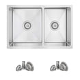 thumbnail image 2 of Stylish Dual Mount 25" Stainless Steel 60/40 Double Bowl Kitchen Sink with Strainers S-425T, 2 of 10