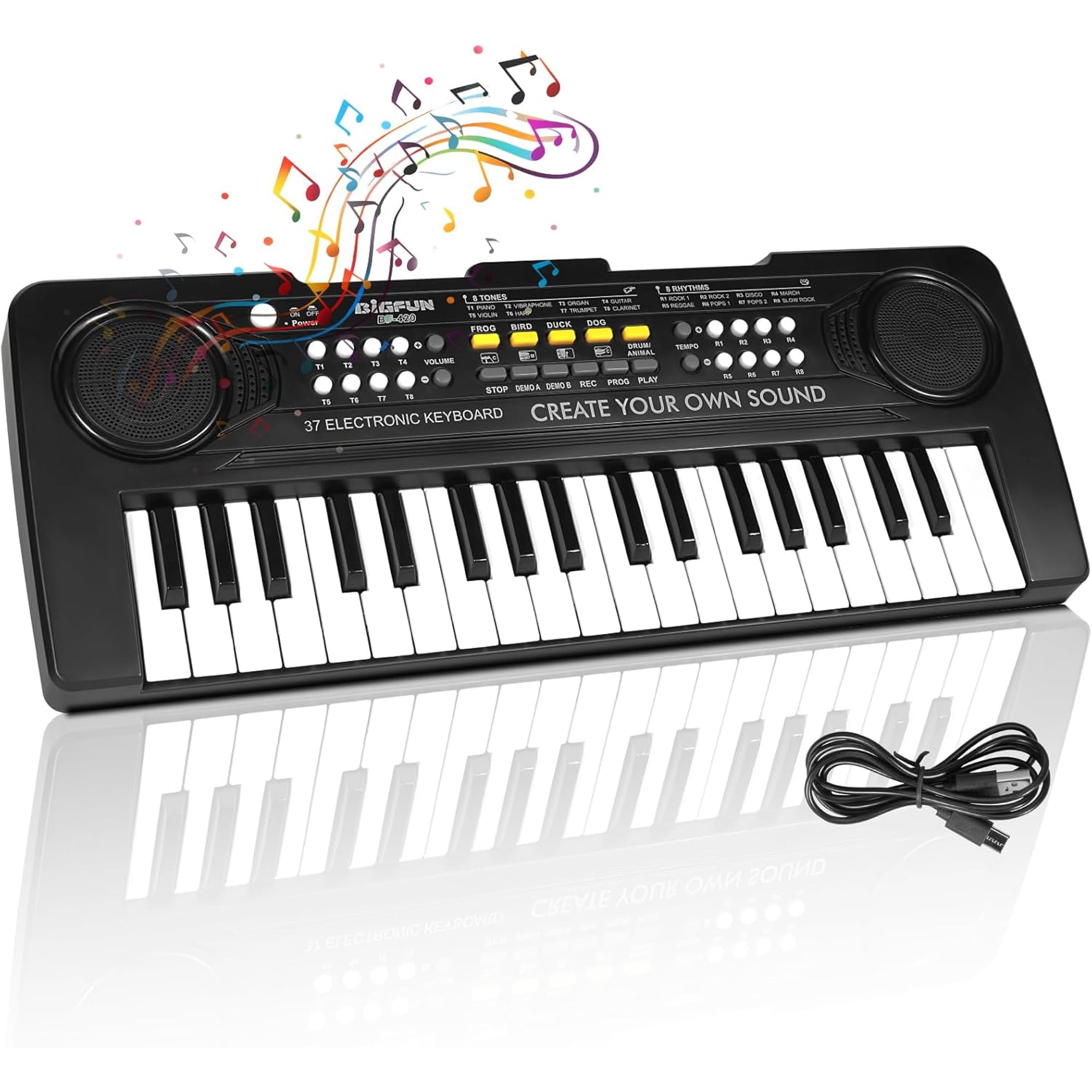 Mixfeer 37-Key Portable Electronic Piano Keyboard for 3-9 Year Old Kids Gift, Black
