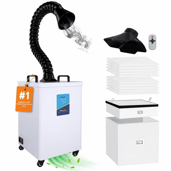 FumeClear FC-2002 Solder Fume Extractor – Low Noise, Strong Suction 260m³/h, 3-Stage Filtration for Laser Engraving, Soldering & DTF Printing