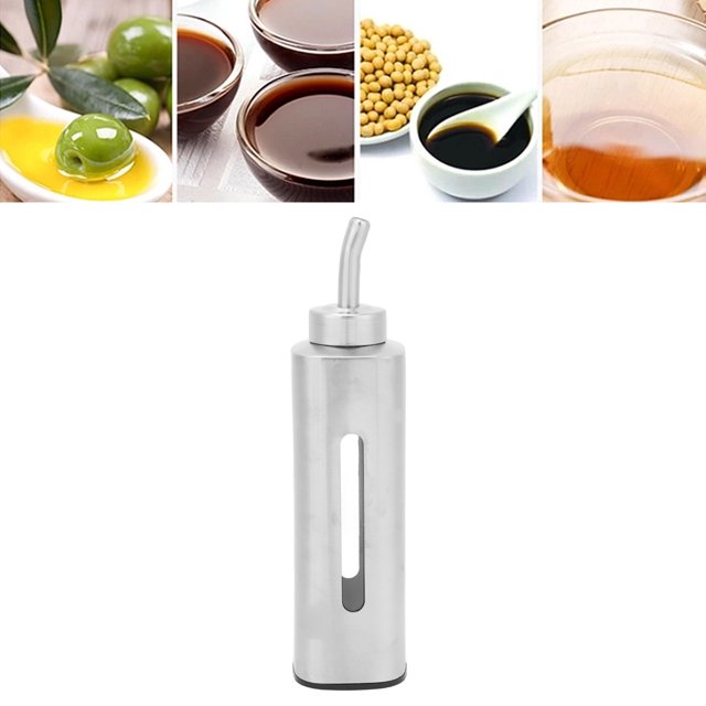 Distributeur d'Huile, Récipient en Acier Inoxydable Antidérapant avec Design Transparent, Distribution Facile pour Cuisine