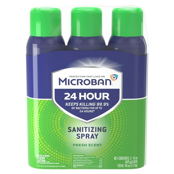 Microban 24Hour Disinfectant Sanitizing Spray, Fresh Scent, 15 Ounce