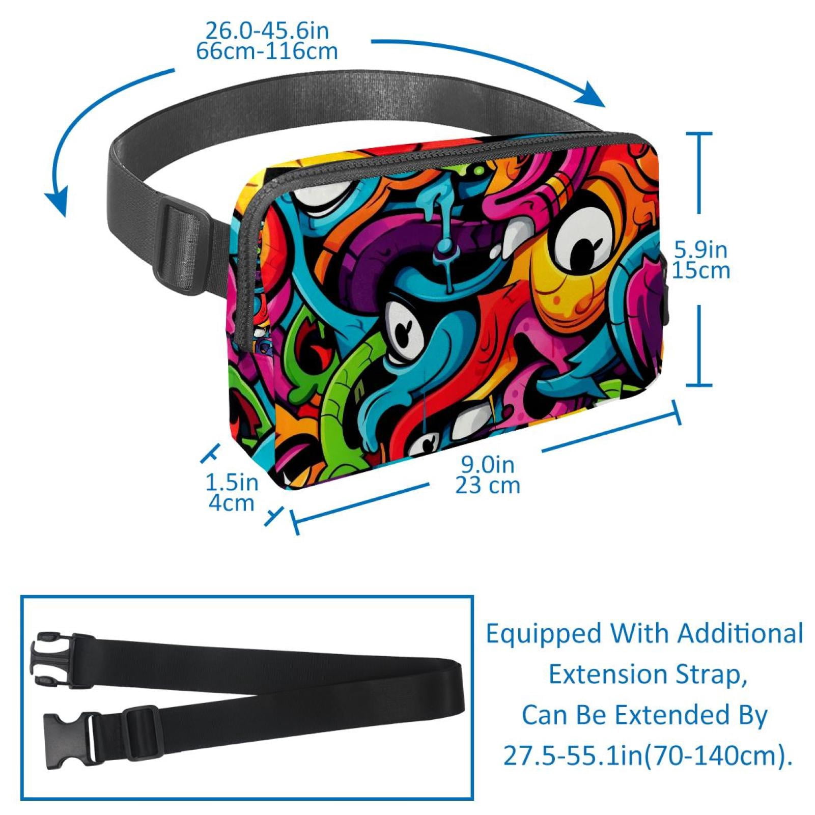 Graffiti Lightweight Adjustable Waist Bag Fanny Pack with Extension Strap - Unisex Fitness Running Belt