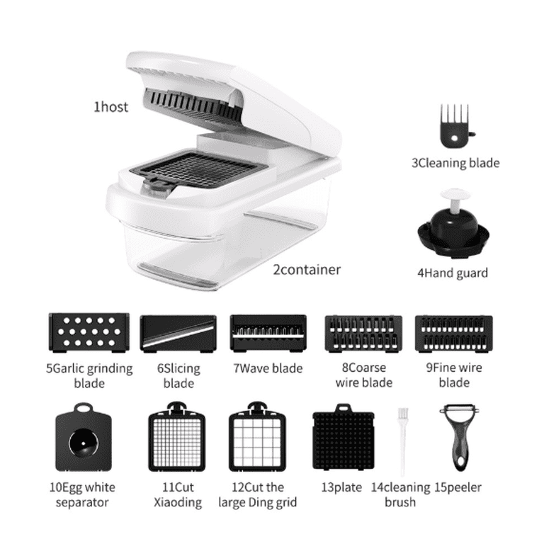 CYYI 15-in-1 Vegetable Chopper with Container, White photo 4