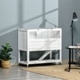 thumbnail image 2 of PawHut 42.5" Wooden Rabbit Hutch with Wheels, Bunny House Indoor, White, 2 of 10