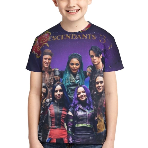 Kids 3D Graphic Descendan-t T-Shirts, Novelty Shirts Crewneck Short Sleeve Tees for Youth Boys Girls