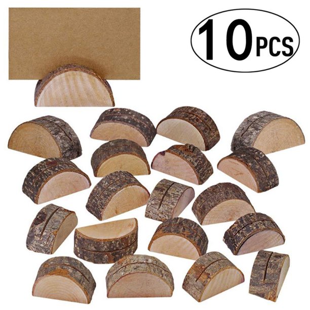 De Soportes Para Tarjetas De Lugar De Boda De Madera Rústica, Soporte Para Números De Mesa Semicircular, Soporte Para Notas De Madera 10 Uds Monstrate EL010837-00